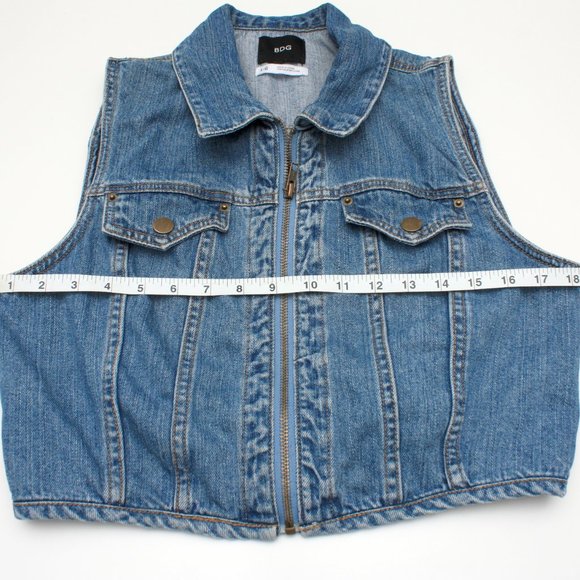 BDG Urban Outfitters Full Zip Cropped Denim Vest L - Picture 6 of 8